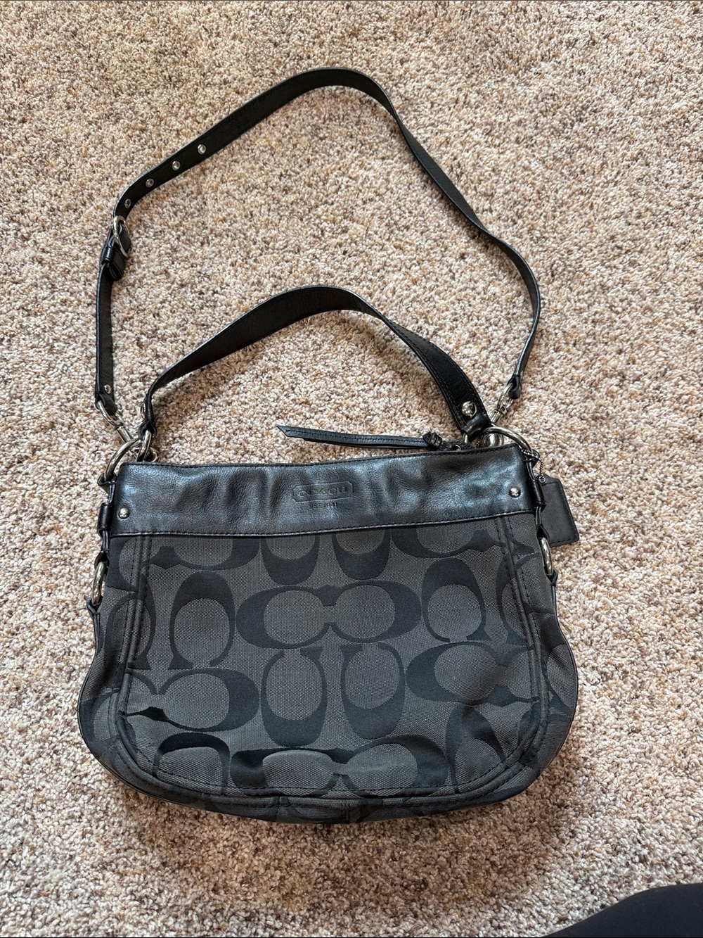 Coach Charcoal/Black Signature Shoulder Bag